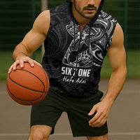Black Guam Latte Stone Tribal Tattoo Sleeveless Zip Hoodie Hafa Adai Six 7 One - Polynesian Pride
