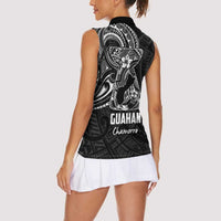 Black Guam Latte Stone Tribal Tattoo Women Sleeveless Polo Shirt Hafa Adai Six 7 One LT9 - Polynesian Pride