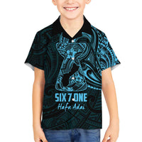 Blue Guam Latte Stone Tribal Tattoo Family Matching Short Sleeve Bodycon Dress and Hawaiian Shirt Hafa Adai Six 7 One LT9 Son's Shirt Blue - Polynesian Pride