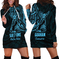 Blue Guam Latte Stone Tribal Tattoo Hoodie Dress Hafa Adai Six 7 One LT9 - Polynesian Pride