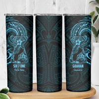 Blue Guam Latte Stone Tribal Tattoo Skinny Tumbler Hafa Adai Six 7 One LT9 - Polynesian Pride