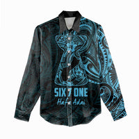 Blue Guam Latte Stone Tribal Tattoo Women Casual Shirt Hafa Adai Six 7 One LT9 - Polynesian Pride
