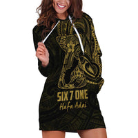 Gold Guam Latte Stone Tribal Tattoo Hoodie Dress Hafa Adai Six 7 One LT9 Gold - Polynesian Pride