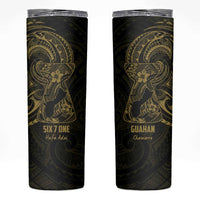 Gold Guam Latte Stone Tribal Tattoo Skinny Tumbler Hafa Adai Six 7 One LT9 Gold - Polynesian Pride