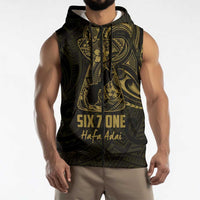 Gold Guam Latte Stone Tribal Tattoo Sleeveless Zip Hoodie Hafa Adai Six 7 One LT9 - Polynesian Pride