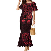 Oxblood Guam Latte Stone Tribal Tattoo Family Matching Mermaid Dress and Hawaiian Shirt Hafa Adai Six 7 One LT9 Mom's Dress Oxblood - Polynesian Pride