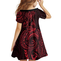 Oxblood Guam Latte Stone Tribal Tattoo Family Matching Off Shoulder Short Dress and Hawaiian Shirt Hafa Adai Six 7 One LT9 - Polynesian Pride