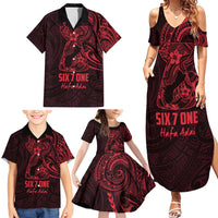 Oxblood Guam Latte Stone Tribal Tattoo Family Matching Summer Maxi Dress and Hawaiian Shirt Hafa Adai Six 7 One LT9 - Polynesian Pride
