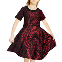 Oxblood Guam Latte Stone Tribal Tattoo Kid Short Sleeve Dress Hafa Adai Six 7 One LT9 - Polynesian Pride