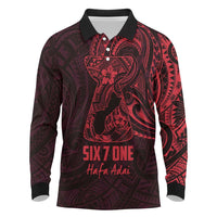 Oxblood Guam Latte Stone Tribal Tattoo Long Sleeve Polo Shirt Hafa Adai Six 7 One LT9 Oxblood - Polynesian Pride