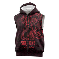 Oxblood Guam Latte Stone Tribal Tattoo Sleeveless Zip Hoodie Hafa Adai Six 7 One LT9 Oxblood - Polynesian Pride