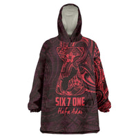 Oxblood Guam Latte Stone Tribal Tattoo Wearable Blanket Hoodie Hafa Adai Six 7 One LT9 One Size Oxblood - Polynesian Pride