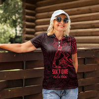 Oxblood Guam Latte Stone Tribal Tattoo Women Polo Shirt Hafa Adai Six 7 One LT9 - Polynesian Pride
