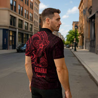 Oxblood Guam Latte Stone Tribal Tattoo Zipper Polo Shirt Hafa Adai Six 7 One LT9 - Polynesian Pride