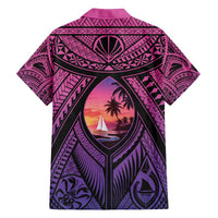 Guam Chamorro Artsy Family Matching Off The Shoulder Long Sleeve Dress and Hawaiian Shirt Guahan Sunset Beach LT9 - Polynesian Pride