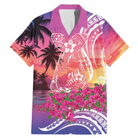 Guam Latte Stone with Map Family Matching Mermaid Dress and Hawaiian Shirt Bougainvillea Beach Sunset LT9 Dad's Shirt - Short Sleeve Sunset - Polynesian Pride