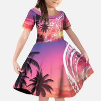 Guam Latte Stone with Map Family Matching Off Shoulder Maxi Dress and Hawaiian Shirt Bougainvillea Beach Sunset LT9 Daughter's Dress Sunset - Polynesian Pride