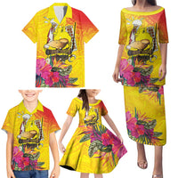 Papua New Guinea Cultural Tropical Flowers Family Matching Puletasi and Hawaiian Shirt LT9 - Polynesian Pride