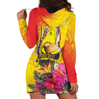 Papua New Guinea Cultural Tropical Flowers Hoodie Dress LT9 - Polynesian Pride