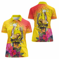 Papua New Guinea Cultural Tropical Flowers Women Polo Shirt LT9 - Polynesian Pride