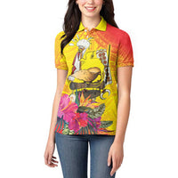 Papua New Guinea Cultural Tropical Flowers Women Polo Shirt LT9 - Polynesian Pride