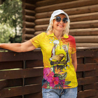 Papua New Guinea Cultural Tropical Flowers Women Polo Shirt LT9 - Polynesian Pride