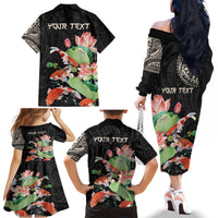 Personalized Japanese Koi Fish Family Matching Off The Shoulder Long Sleeve Dress and Hawaiian Shirt with Polynesian Pattern LT9 - Polynesian Pride