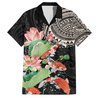 Personalized Japanese Koi Fish Family Matching Off The Shoulder Long Sleeve Dress and Hawaiian Shirt with Polynesian Pattern LT9 Dad's Shirt - Short Sleeve Black - Polynesian Pride