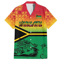 Hapi 45th Indipendens Dei Vanuatu Family Matching Off The Shoulder Long Sleeve Dress and Hawaiian Shirt Yumi 1980 with Vanuatuan Beach Landscape LT9 Dad's Shirt - Short Sleeve Red - Polynesian Pride