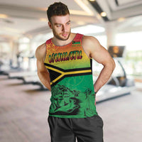 Hapi 45th Indipendens Dei Vanuatu Men Tank Top Yumi 1980 with Vanuatuan Beach Landscape