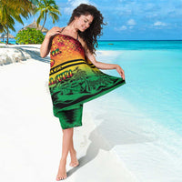 Hapi 45th Indipendens Dei Vanuatu Sarong Yumi 1980 with Vanuatuan Beach Landscape