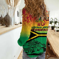Hapi 45th Indipendens Dei Vanuatu Women Casual Shirt Yumi 1980 with Vanuatuan Beach Landscape LT9 - Polynesian Pride