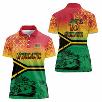 Hapi 45th Indipendens Dei Vanuatu Women Polo Shirt Yumi 1980 with Vanuatuan Beach Landscape LT9 - Polynesian Pride