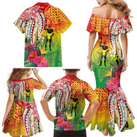 Vanuatu 45th Anniversary Family Matching Mermaid Dress and Hawaiian Shirt Polynesian with Sand Drawing Pattern LT9 - Polynesian Pride