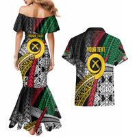 Vanuatu Proud to be Ni-van Personalised Couples Matching Mermaid Dress and Hawaiian Shirt with Mutis En Atan Patterns LT9 - Polynesian Pride