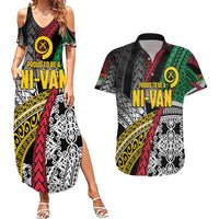 Vanuatu Proud to be Ni-van Personalised Couples Matching Summer Maxi Dress and Hawaiian Shirt with Mutis En Atan Patterns LT9 Black - Polynesian Pride