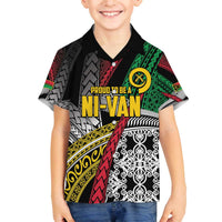 Vanuatu Proud to be Ni-van Personalised Family Matching Off The Shoulder Long Sleeve Dress and Hawaiian Shirt with Mutis En Atan Patterns LT9 Son's Shirt Black - Polynesian Pride