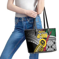 Vanuatu Proud to be Ni-van Personalised Leather Tote Bag with Mutis En Atan Patterns