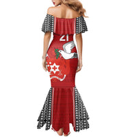 Custom Tonga Rugby Family Matching Mermaid Dress and Hawaiian Shirt Mate Maa Kupesi Style LT9 - Polynesian Pride