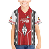 Custom Tonga Rugby Family Matching Mermaid Dress and Hawaiian Shirt Mate Maa Kupesi Style LT9 Son's Shirt Red - Polynesian Pride