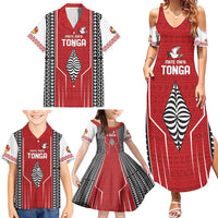 Custom Tonga Rugby Family Matching Summer Maxi Dress and Hawaiian Shirt Mate Maa Kupesi Style LT9 - Polynesian Pride