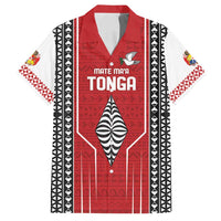 Custom Tonga Rugby Family Matching Summer Maxi Dress and Hawaiian Shirt Mate Maa Kupesi Style LT9 Dad's Shirt - Short Sleeve Red - Polynesian Pride