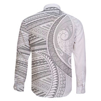 American Samoa White Sunday Family Matching Long Sleeve Bodycon Dress and Hawaiian Shirt Polynesian Lotu Tamaiti LT9 - Polynesian Pride
