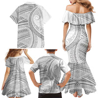 American Samoa White Sunday Family Matching Mermaid Dress and Hawaiian Shirt Polynesian Lotu Tamaiti LT9 - Polynesian Pride