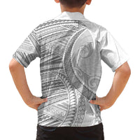 American Samoa White Sunday Family Matching Off The Shoulder Long Sleeve Dress and Hawaiian Shirt Polynesian Lotu Tamaiti LT9 - Polynesian Pride