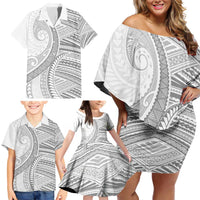 American Samoa White Sunday Family Matching Off Shoulder Short Dress and Hawaiian Shirt Polynesian Lotu Tamaiti LT9 - Polynesian Pride