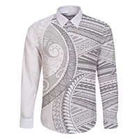 American Samoa White Sunday Family Matching Short Sleeve Bodycon Dress and Hawaiian Shirt Polynesian Lotu Tamaiti LT9 Dad's Shirt - Long Sleeve White - Polynesian Pride