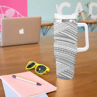 American Samoa White Sunday Tumbler With Handle Polynesian Lotu Tamaiti - Polynesian Pride