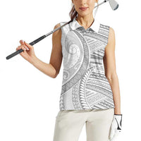 American Samoa White Sunday Women Sleeveless Polo Shirt Polynesian Lotu Tamaiti LT9 - Polynesian Pride