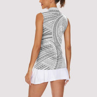 American Samoa White Sunday Women Sleeveless Polo Shirt Polynesian Lotu Tamaiti LT9 - Polynesian Pride